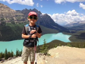Zacharie at the top of Peyto Lake